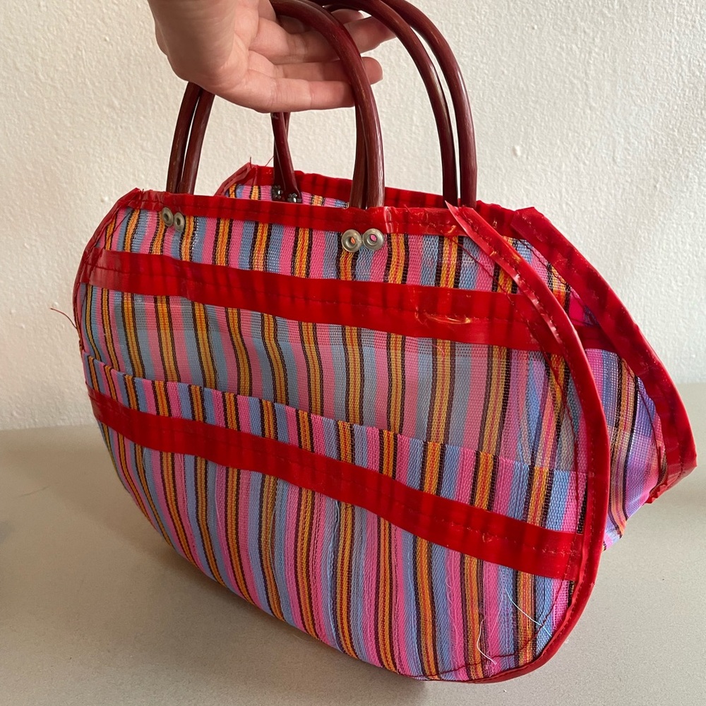 Vintage Stripe woven mini tote
